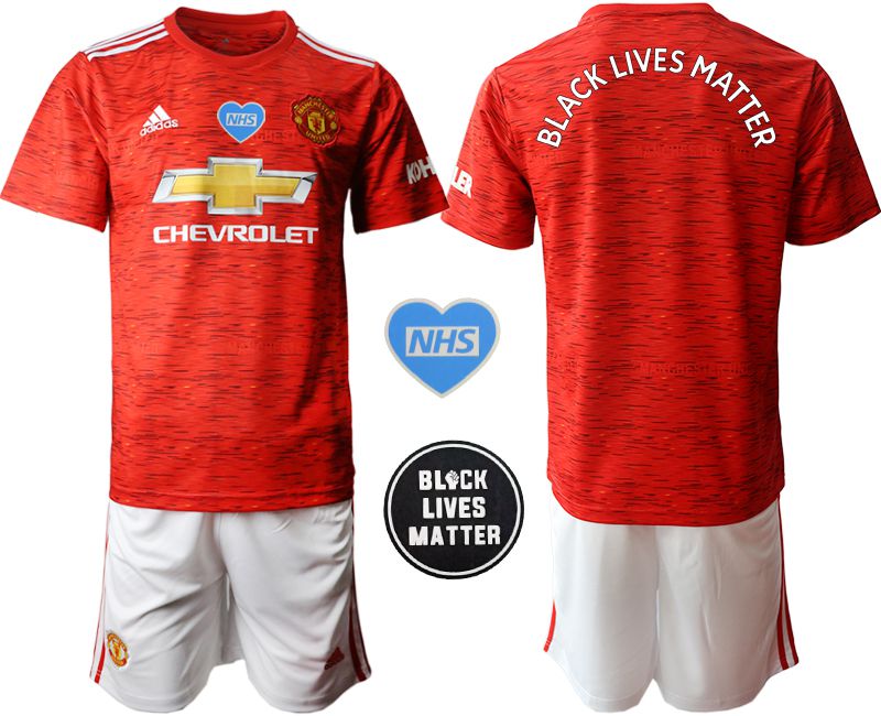Men 2020-2021 club Manchester United home Black Lives Matter red Soccer Jerseys